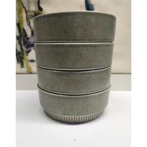 4- Pfaltzgraff Nordic Green Bowls Stoneware Soup Cereal Vintage 1970's Retro